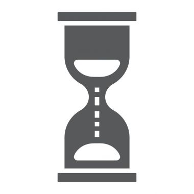 Kum saati glif simgesi, geliştirme ve iş, son tarih işareti vektör grafikleri, beyaz bir arka planda eps 10 katı bir desen.