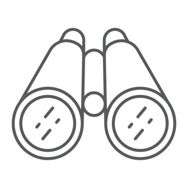 Rakiplerle Karşılaştırma ince çizgi simgesi, geliştirme ve iş, dürbün işareti vektör grafikleri, doğrusal model beyaz bir arka planda eps 10.