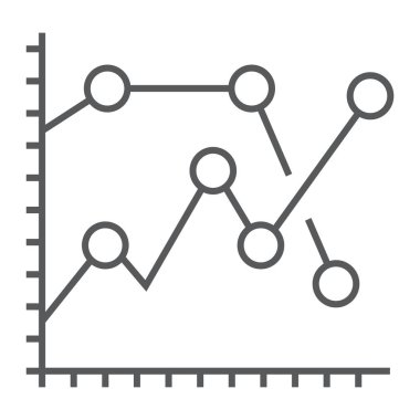 Analitik grafik ince çizgi simgesi, geliştirme ve iş, grafik işareti vektör grafikleri, doğrusal model beyaz bir arka planda eps 10.