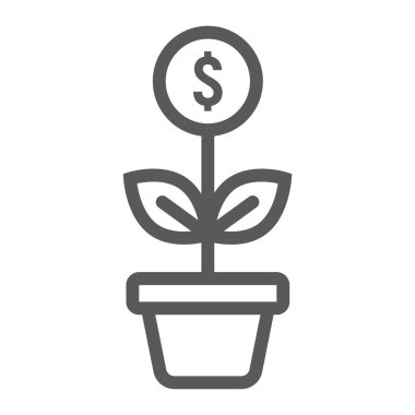 Başarılı yatırım satırı simgesi, geliştirme ve iş, para büyüme işareti vektör grafikleri, doğrusal model beyaz bir arka planda eps 10.