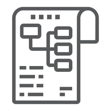 Planlama satırı simgesi, geliştirme ve iş, iş planı işareti vektör grafikleri, doğrusal model beyaz bir arka planda eps 10.