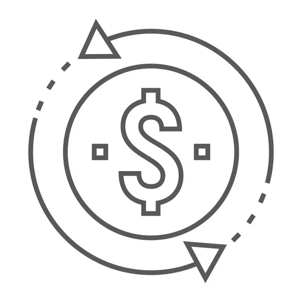 Retorno do investimento ícone de linha fina, desenvolvimento e negócios, dinheiro de volta sinal vetorial gráficos, um padrão linear em um fundo branco, eps 10 . —  Vetores de Stock