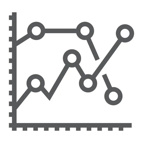 Icona della linea grafica analitica, sviluppo e business, grafica vettoriale dei segni grafici, uno schema lineare su sfondo bianco, eps 10 . — Vettoriale Stock