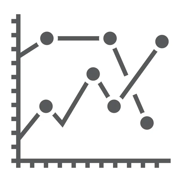 Analytics grafiek glyph pictogram, ontwikkeling en business, grafiek teken vector graphics, een effen patroon op een witte achtergrond, eps 10. — Stockvector