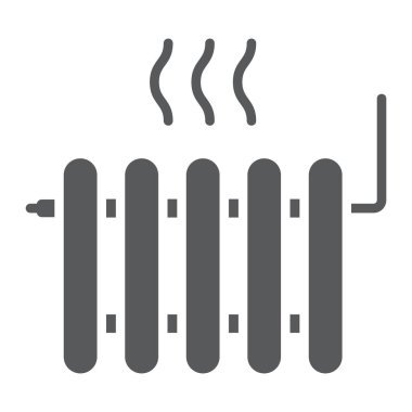 Isıtma glif simgesi, gayrimenkul ve ev, ısı işareti vektör grafikleri, beyaz bir arka planda eps 10 katı bir desen radyatör.