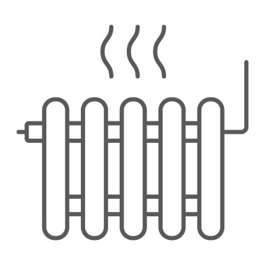 Radyatör Isıtma ince çizgi simgesi, Emlak ve ev, ısı işareti vektör grafikleri, doğrusal model beyaz bir arka planda eps 10.