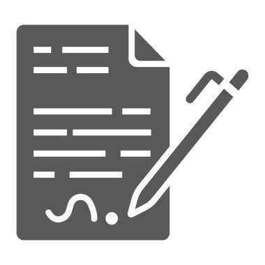 Sözleşme glif simgesi, anlaşma ve işareti vektör grafik, bir katı model beyaz bir arka planda eps 10 anlaşma imza.