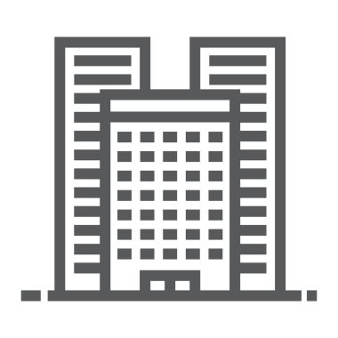 Binalar simgesi, gayrimenkul hattı ve ev, şehir işareti vektör grafikleri, doğrusal model beyaz bir arka planda eps 10.