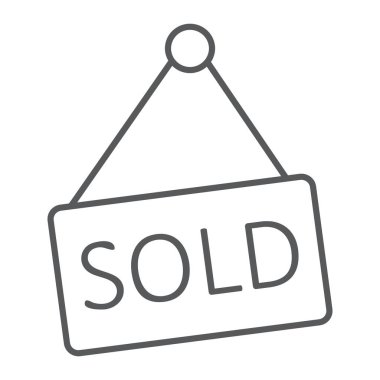 İnce çizgi simgesi, Emlak ve ev sattı, satışı işareti vektör grafikleri, doğrusal model beyaz bir arka planda eps 10.