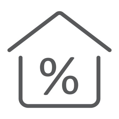 Emlak iş satırı simgesi, gayrimenkul ve ev, ev yüzde işareti vektör grafikleri, doğrusal model beyaz bir arka planda eps 10.