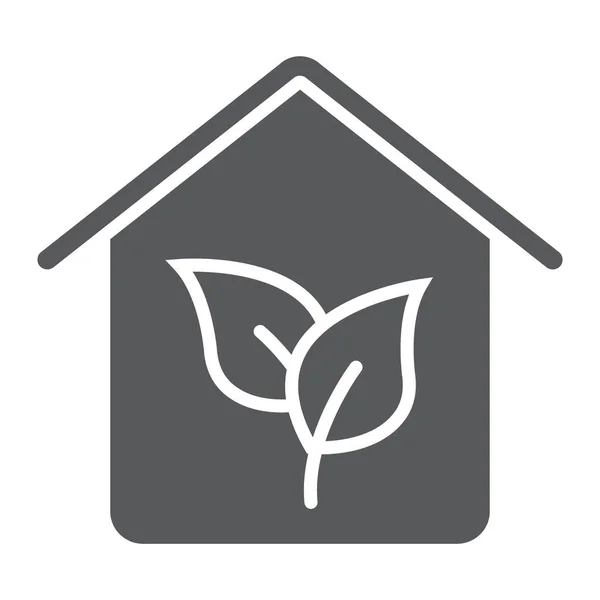 Eco casa glifo ícone, imobiliário e casa, ecologia sinal vetor gráficos, um padrão sólido em um fundo branco, eps 10 . — Vetor de Stock