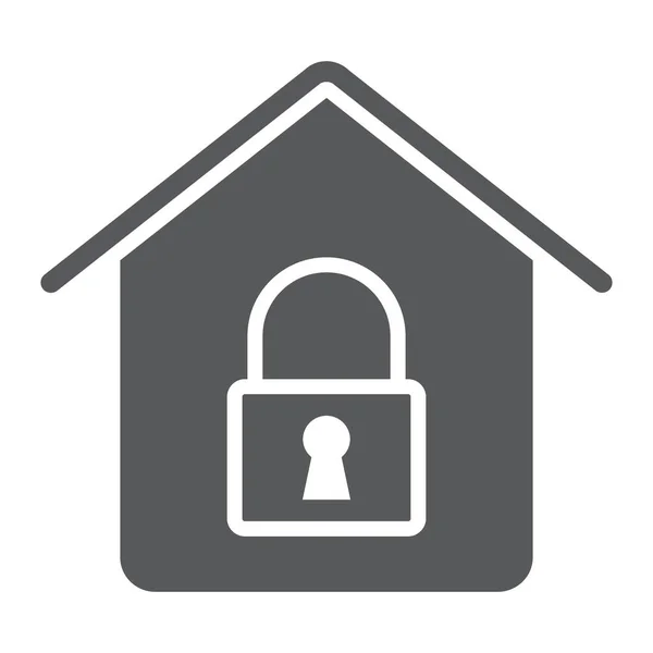 홈 자물쇠 모양 아이콘, 부동산 및 주택, 보안 로그인 벡터 그래픽, 흰색 배경, eps 10 솔리드 패턴. — 스톡 벡터