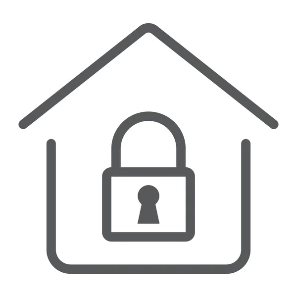 Иконка линии Home Lock, недвижимость и дом, векторная графика охранных знаков, узор на белом фоне, эпс 10 . — стоковый вектор