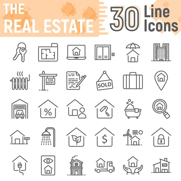 Conjunto de iconos de línea inmobiliaria, colección de símbolos para el hogar, bocetos vectoriales, ilustraciones de logotipos, signos de construcción paquete de pictogramas lineales aislados sobre fondo blanco, eps 10 . Gráficos Vectoriales