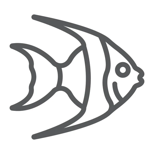 Icône de ligne de poissons tropicaux, animaux et sous-marins, graphiques vectoriels de signes aquatiques, un motif linéaire sur un fond blanc, eps 10 . — Image vectorielle