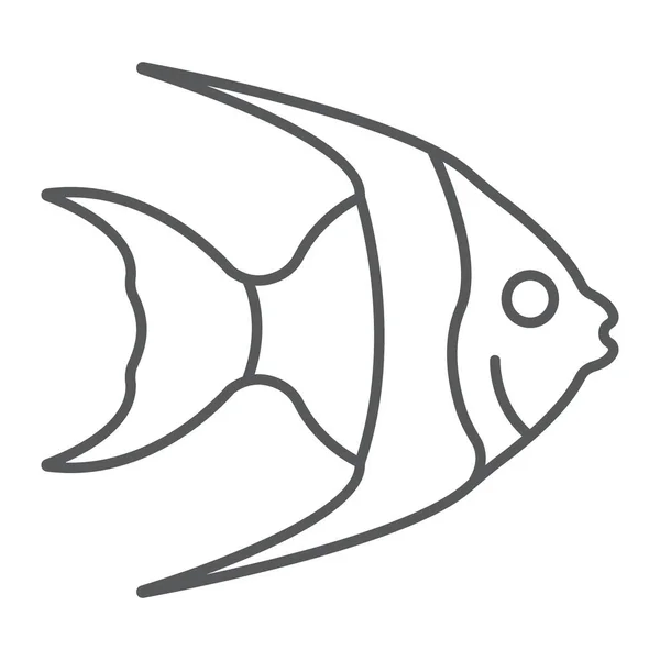 Icône de ligne mince de poissons tropicaux, animaux et sous-marins, graphiques vectoriels de signes aquatiques, un motif linéaire sur un fond blanc, eps 10 . — Image vectorielle