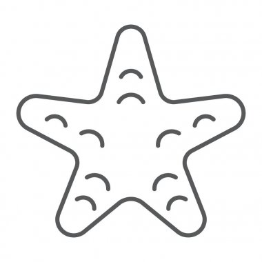 Deniz yıldızı satırı simgesi, hayvan ince ve sualtı, su işareti vektör grafikleri, doğrusal model beyaz bir arka planda eps 10.