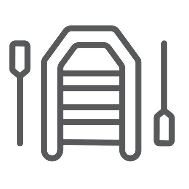 Şişme ile tekne satıyor satırı simgesi, Dalış ve su altı, kauçuk tekne işareti vektör grafikleri, doğrusal model beyaz bir arka planda eps 10.