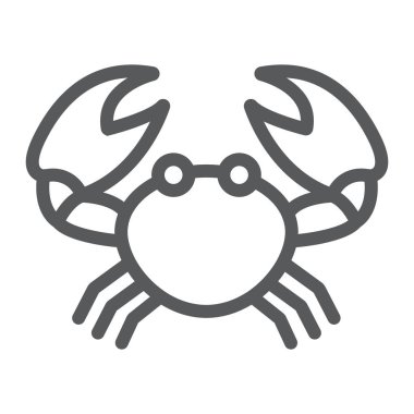 Yengeç satırı simgesi, hayvan ve su altı, su işareti vektör grafik, bir doğrusal model beyaz bir arka planda eps 10.