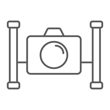 Sualtı kamera ince çizgi simgesi, Dalış ve su altı, şnorkel işareti vektör grafikleri, doğrusal model beyaz bir arka planda eps 10.