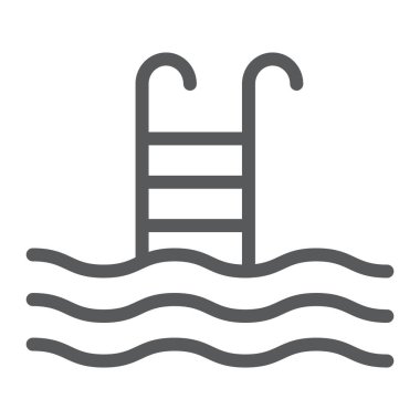 Yüzme Havuzu satırı simgesi, Dalış ve su altı, havuzu uygulama işareti vektör grafikleri, doğrusal model beyaz bir arka planda eps 10.