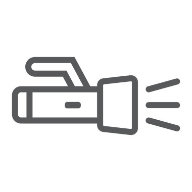 Sualtı meşale satırı simgesi, Dalış ve su altı, el feneri işareti vektör grafikleri, doğrusal model beyaz bir arka planda eps 10.