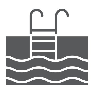 Yüzme Havuzu glif simgesi, Dalış ve su altı, havuzu uygulama işareti vektör grafikleri, beyaz bir arka planda eps 10 katı bir desen.