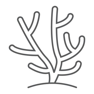 Mercan ince çizgi simgesi, okyanus ve sualtı, tropikal işareti vektör grafikleri, doğrusal model beyaz bir arka planda eps 10.