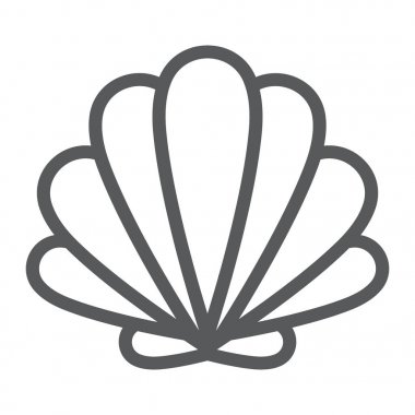 Seashell satırı simgesi, hayvan ve su altı, kabuk işareti vektör grafikleri, doğrusal model beyaz bir arka planda eps 10.