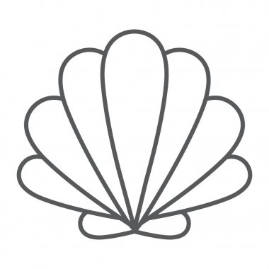 Deniz kabuğu ince çizgi simgesi, hayvan ve su altı, kabuk işareti vektör grafikleri, beyaz arka planda doğrusal desen, 10 birim.