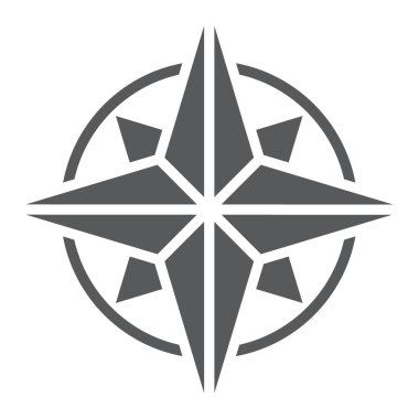 Pusula glif simgesi, navigator ve coğrafya, Coğrafya işareti vektör grafikleri, beyaz bir arka planda eps 10 katı bir desen.