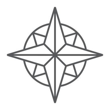 Pusula ince çizgi simgesi, navigator ve coğrafya, Coğrafya işareti vektör grafikleri, doğrusal model beyaz bir arka planda eps 10.