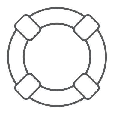 Lifebuoy ince çizgi simgesi, sos ve cankurtaran, yardım vektör grafikleri, oturum bir doğrusal model beyaz bir arka planda eps 10.