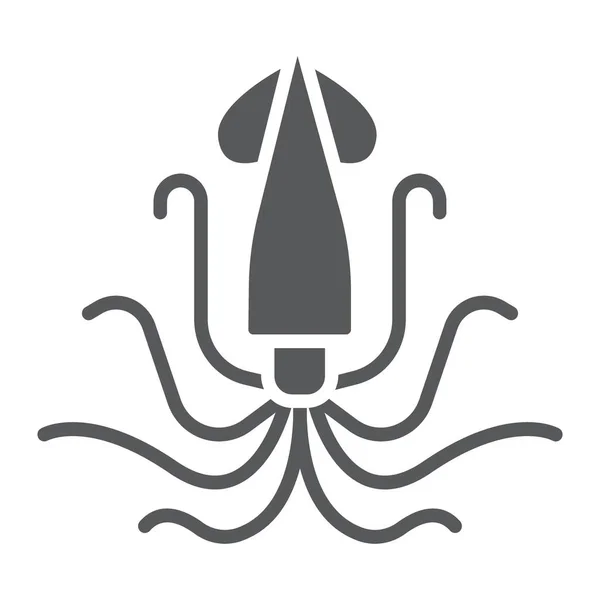 Ícone de glifo de lula, animal e subaquático, sinais gráficos vetoriais aquáticos, um padrão sólido em um fundo branco, eps 10 . — Vetor de Stock