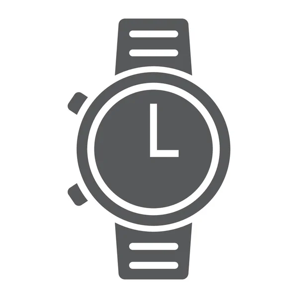 Ver icono de glifo, reloj y tiempo, gráficos vectoriales signo de inicio, un patrón sólido sobre un fondo blanco, eps 10 . — Vector de stock