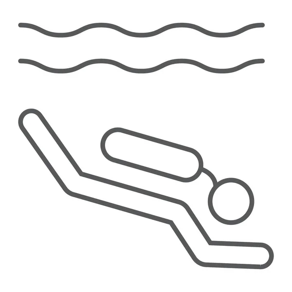 潜水薄线图标, 潜水和水下, 潜水员符号矢量图形, 在白色背景上的线性模式, eps 10. — 图库矢量图片