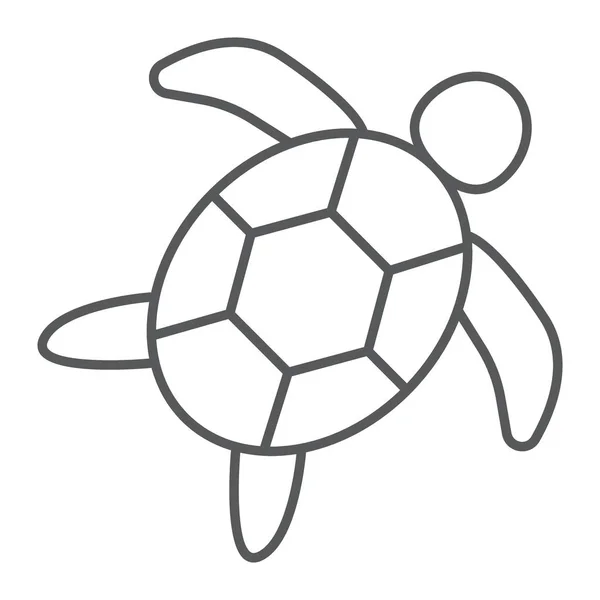 Tortuga marina icono de línea delgada, animales y bajo el agua, gráficos de vectores de signos acuáticos, un patrón lineal sobre un fondo blanco, eps 10 . — Vector de stock