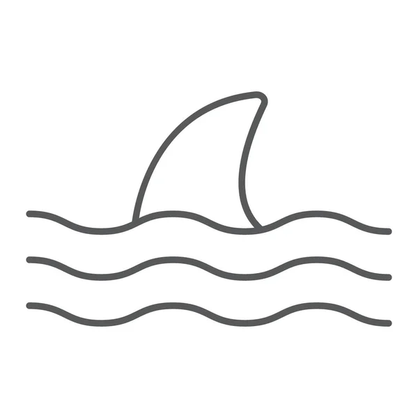 Shark thn icono de línea, animales y bajo el agua, gráficos vectoriales de signos acuáticos, un patrón lineal sobre un fondo blanco, eps 10 . — Vector de stock
