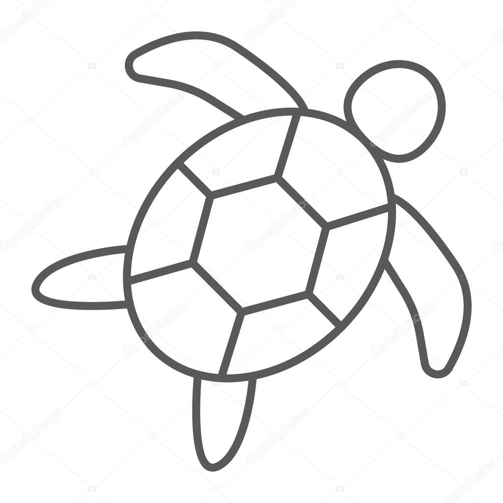 Sea turtle thin line icon, animal and underwater, aquatic sign vector graphics, a linear pattern on a white background, eps 10.