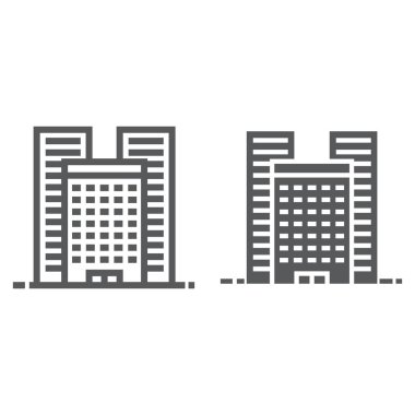 Binalar satır ve karakter simgesi, Emlak ve ev, şehir işareti vektör grafikleri, doğrusal model beyaz bir arka planda eps 10.