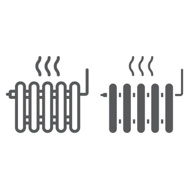 Radyatör Isıtma hattı ve glif simgesi, Emlak ve ev, ısı işareti vektör grafikleri, doğrusal model beyaz bir arka planda eps 10.