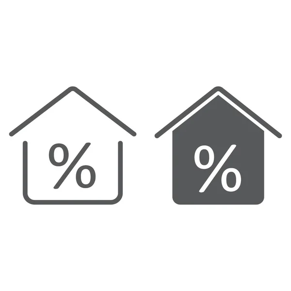 Linha de negócios imobiliária e ícone de glifo, imobiliário e casa, gráficos vetoriais sinal home por cento, um padrão linear em um fundo branco, eps 10 . — Vetor de Stock