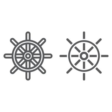 Gemi direksiyon satır ve karakter simgesi, navigator ve coğrafya, işareti vektör grafikleri, doğrusal model beyaz bir arka planda eps 10 seyahat.