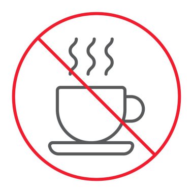 Hayır kahve Kupası thn satırı simgesi, yasak ve yasak, çay yok vektör grafikleri, doğrusal model beyaz bir arka planda eps 10.