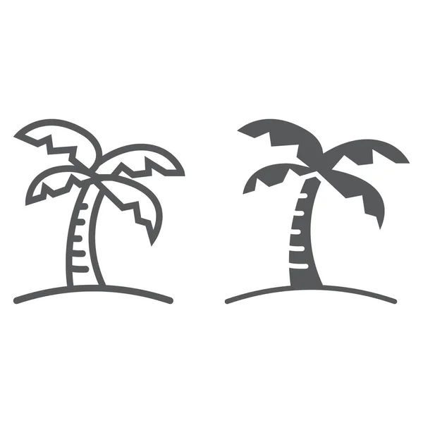 棕榈树线和字形图标, 旅游和旅游, 海岛符号矢量图形, 一个白色背景的线性模式, eps 10. — 图库矢量图片