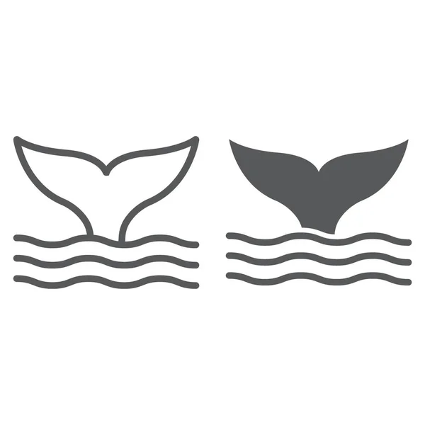 Whale svans linje och glyph ikon, djur och undervattens, vattenlevande tecken vektorgrafik, en linjär mönster på en vit bakgrund, eps 10. — Stock vektor