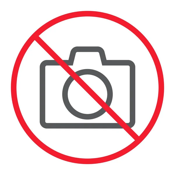 Nincs kamera sor ikon, a tilalom, és tilos, nem fénykép jel vektor grafika, egy fehér háttér, eps 10 lineáris szerkezet. — Stock Vector