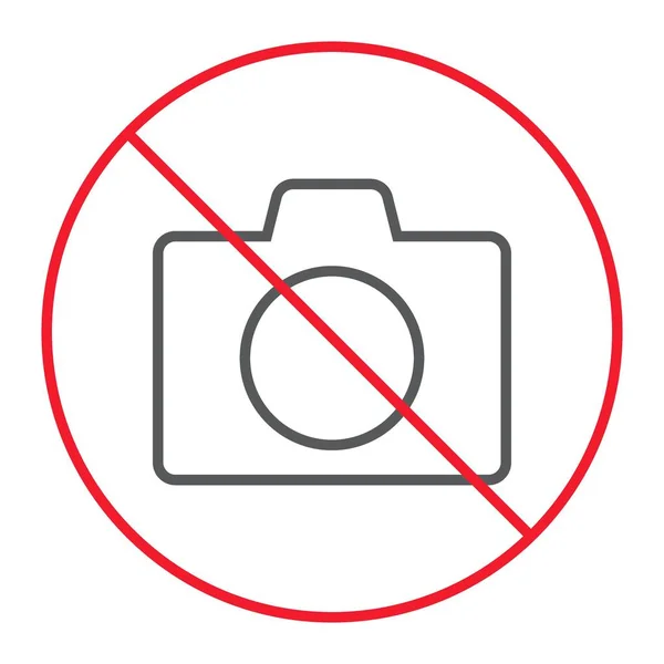 Nincs kamera thn sor ikon, a tilalom, és tilos, nem fénykép jel vektor grafika, egy fehér háttér, eps 10 lineáris szerkezet. — Stock Vector