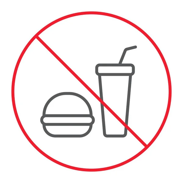 No food thin line icon, prohibition and forbidden, no drink sign vector graphics, a linear pattern on a white background, eps 10. — Stock Vector