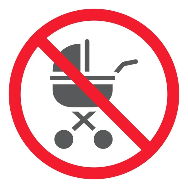 Nenhum ícone do glifo do transporte do bebê, proibição e proibido, nenhum gráfico do vetor do sinal do carrinho, um teste padrão contínuo em um fundo branco, eps 10 . — Vetor de Stock